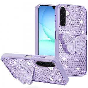 SAM A17 5G Butterfly Moveable Grip Stand With Small Diamonds Purple