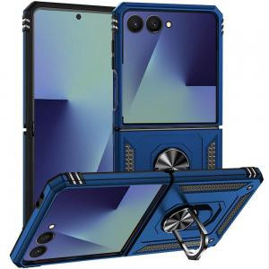 SAM Z Flip 7 Magnetic Ring Kickstand Hybrid Case Blue
