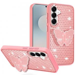 Sam S26 Plus Butterfly Moveable Grip Stand With Small Diamonds Pink