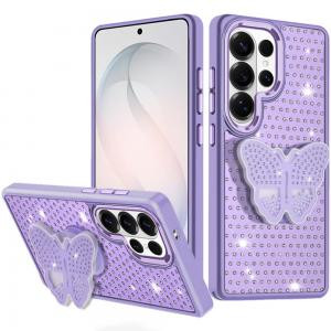 Sam S26 Ultra Butterfly Moveable Grip Stand With Small Diamonds Purple