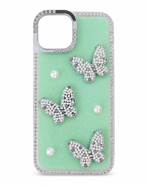 IP 17 Pro Max Glitter Butterfly Case Teal