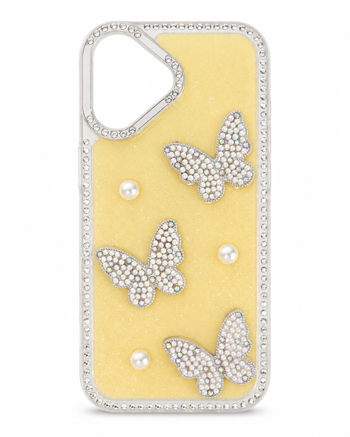 SAM A57 Glitter Butterfly Case Yellow