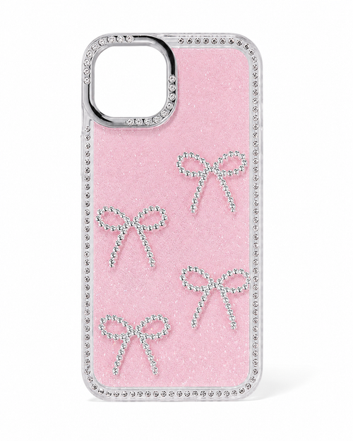 IP 17 Pro Max Glitter Ribbon Case Pink