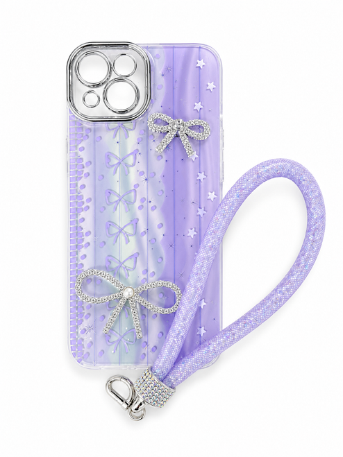 SAM A37 Glitter Hand Strap Ribbon Case Purple
