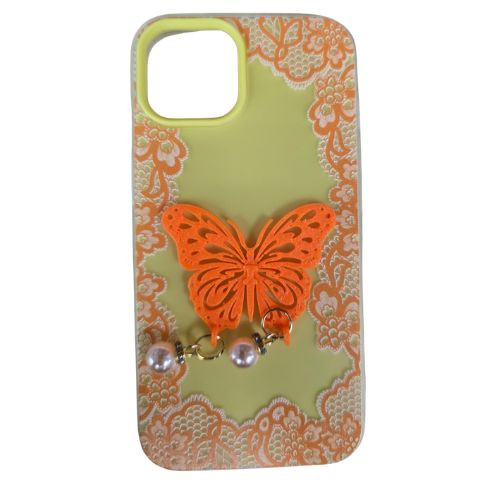 IP 17 Pro Max Butterfly Charm Ornamant Case Yellow