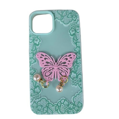 IP 17 Pro Butterfly Charm Ornamant Case Green