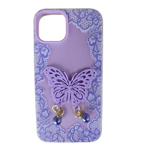 IP 17 Butterfly Charm Ornamant Case Purple