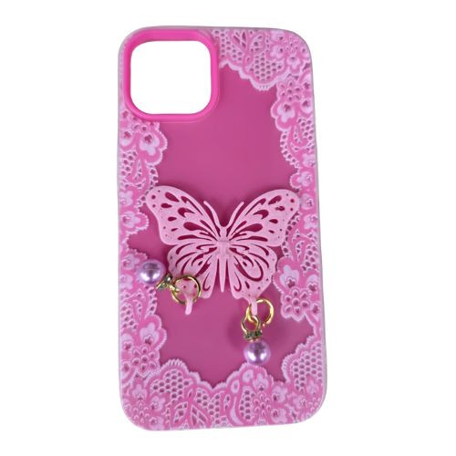 SAM A17 Butterfly Charm Ornamant Case Hot Pink