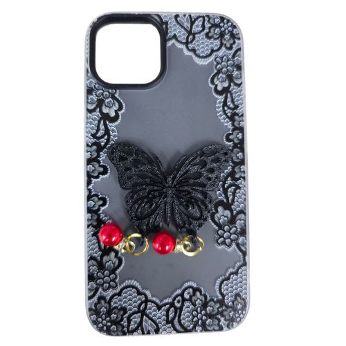 SAM A17 Butterfly Charm Ornamant Case Black