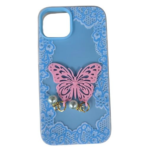 SAM A37 Butterfly Charm Ornamant Case Blue