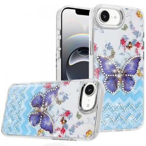 iP 17E / 16E / SE4 Epoxy Design Diamond Metal Edged Case D