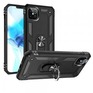 iP 13/14 Ring Magnetic Kickstand Hybrid Case Black