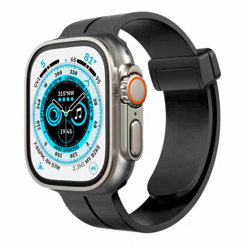 APP Watch 42/44/45mm Magnetic Buckle Premium Silicone Watch Band Black