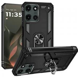 Moto Edge 2025 Ring Magnetic Kickstand Hybrid Case Black