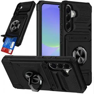 Sam A37 Multi-Functional Card Slot Ring Hybrid Case Black