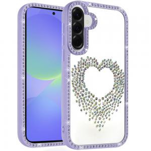 Sam A37 Beautiful Angel Hearts Glitter Shimmer Diamond Edged Purple