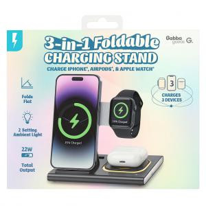 Foldable Magnetic Charging Stand (5W 15W 3-in-1 black) APDS watch phone