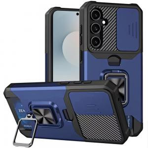 Sam S26 Plus Multi Functional Card Magnetic Ring Stand Case Blue