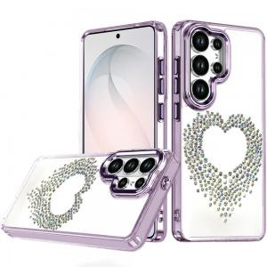 Sam S26 Ultra Angel Hearts Bling Shimmer Colorful Glitter Case Purple