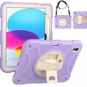 iPds A16 2025/10th Gen 10.9 inch 3in1 Tablet Hand and Shoulder Strap with Kickstand Light Purple