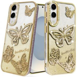Sam S25 Edge Butterfly Freedom Shimmer Glitter Case Gold