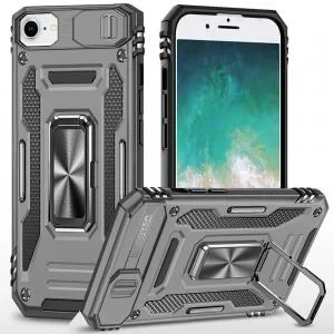 iP 17E / 16E / SE4 Utter Tough Metal Ring Case Grey