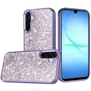 Sam A17 5G Cute Butterfly Ornaments Diamonds Shimmer Matching Metallic Dark Purple
