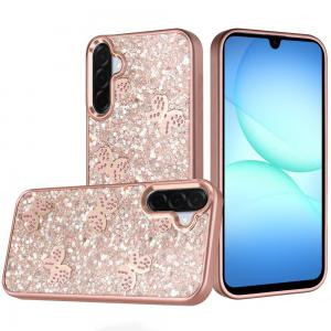 Sam A17 5G Cute Butterfly Ornaments Diamonds Shimmer Matching Metallic Rose Gold