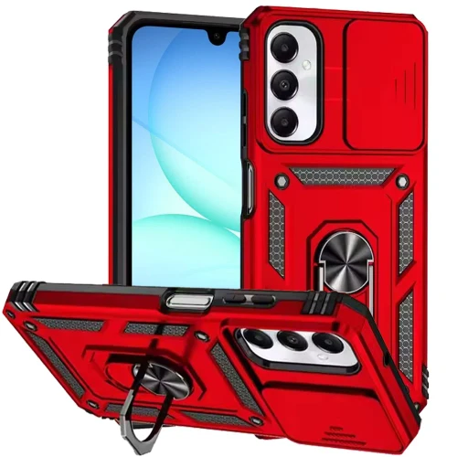 Sam A17 5G Well Protective Magnetic Ring Stand Camera Case Red
