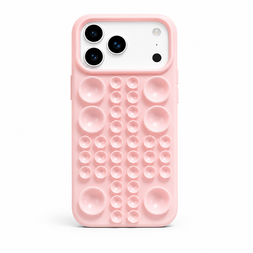 IP 17 Pro Silicon Suction Cup Case Pink