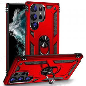 Sam S25 FE Ring Magnetic Kickstand Hybrid Case Red
