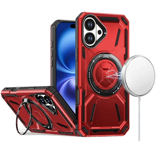 IP17 Pro Max Ring Magnetic Kickstand Hybrid Case Red