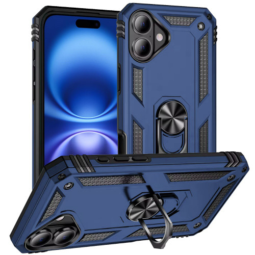 iP 17 Ring Magnetic Kickstand Hybrid Case Blue