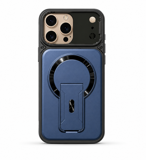 IP 16 Pro Max Magnetic Circle Sturdy Kickstand Camera Cover Case Blue