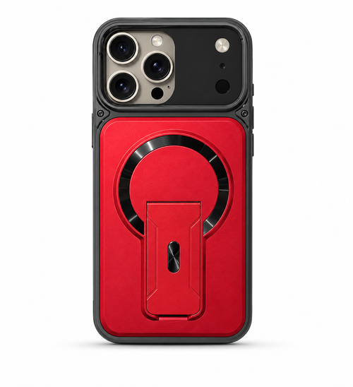 IP 17 Pro Magnetic Circle Sturdy Kickstand Camera Cover Case Red