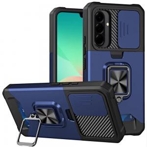 Sam A27 Multi-Functional Card Magnetic Ring Stand Case Blue