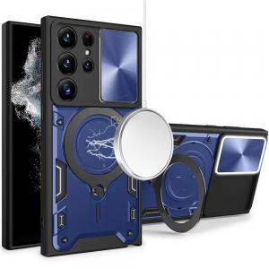 Sam S22 Ultra Magnetic Ring Stand Camera Protection Case Blue
