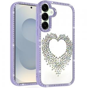 Sam S25 FE Beautiful ANGEL Hearts Glitter Diamond Case Purple