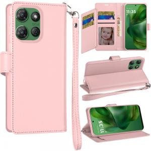 Moto G Power 2026/2025 Wallet ID Card Holder Case Rose Gold
