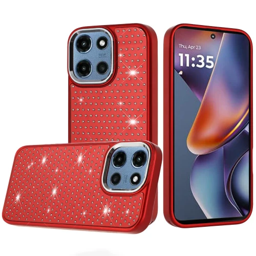 Moto G 5G 2025/2026/G Play 2026 Beautiful Diamond Metallic Design Edged Hybrid Red