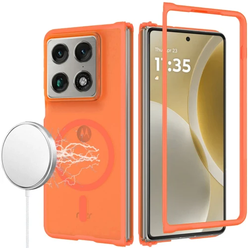 Moto Razr Fold 2026 Mag Circle Smooth Safe Matte Feel Hybrid Case Cosmic Orange