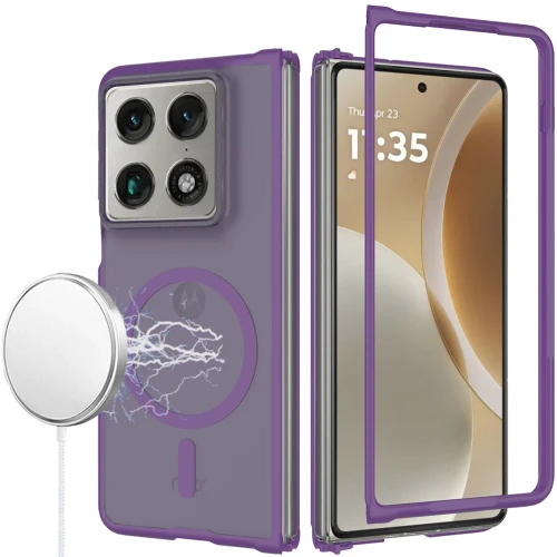 Moto Razr Fold 2026 Mag Circle Smooth Safe Matte Feel Hybrid Case Dark Purple