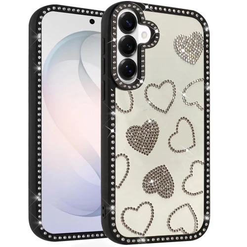 Sam S26 FE Spread Love Glitter Shimmer Diamond Edgd Hybrid Case Black