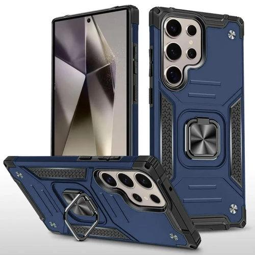Sam S25 Ultra Robust Magnetic Kickstand Case Blue