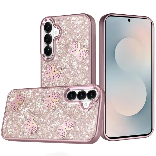 Sam S26 Plus Cute Butterfly Ornaments Diamonds Shimmer Metallic Hybrid Pink