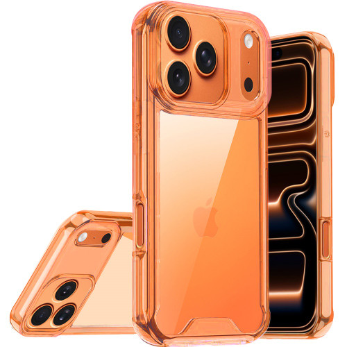 iP 18 Pro Max Colored Shockproof Transparent Hybrid Case Cosmic Orange