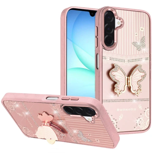 SAM A17 5G Bling Butterfly Case Rose Gold