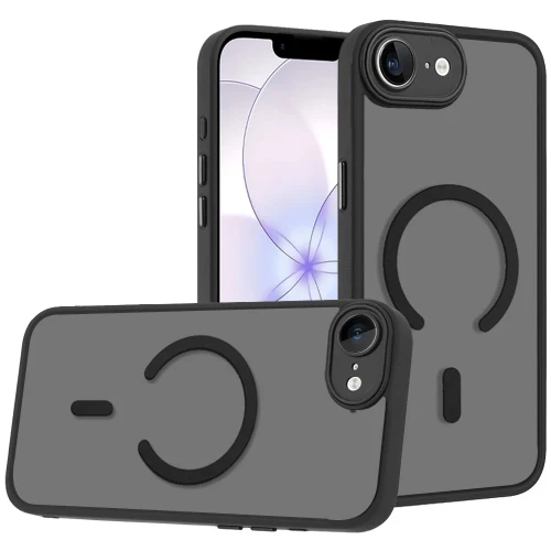 IP 17E / 16E / SE4 Matte Frosted Magnetic Hybrid Case Black