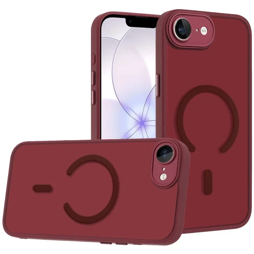 IP 17E / 16E / SE4 Matte Frosted Magnetic Hybrid Case Burgundy
