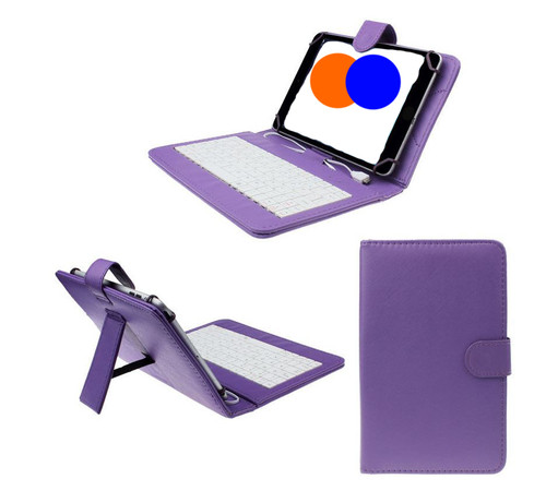 7 inch Universal Leather Case with Micro USB Keyboard For Tablet PC  Purple